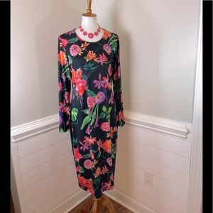 Venus Bright Watercolor Floral Maxi Dress L FREE SHIP